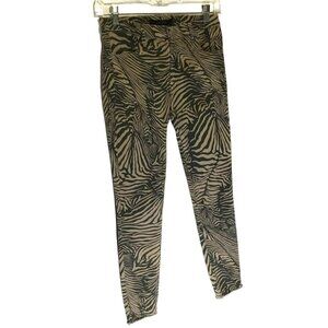 J Brand Pants Alana Zebra Van Patten Women's Sz 26 Animal Print Skinny Raw Hem
